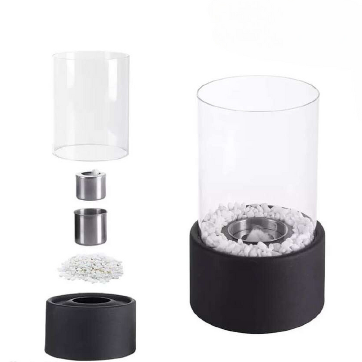 Everlasting Flame olielamp, elegante glazen cilinder met klassieke gloed