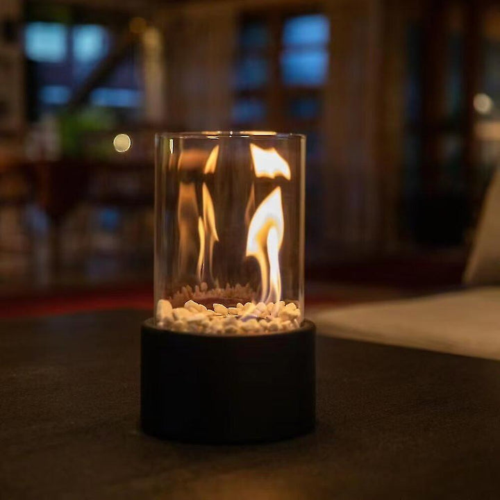 Everlasting Flame olielamp, elegante glazen cilinder met klassieke gloed