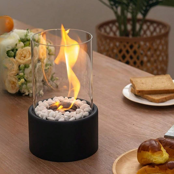 Everlasting Flame olielamp, elegante glazen cilinder met klassieke gloed