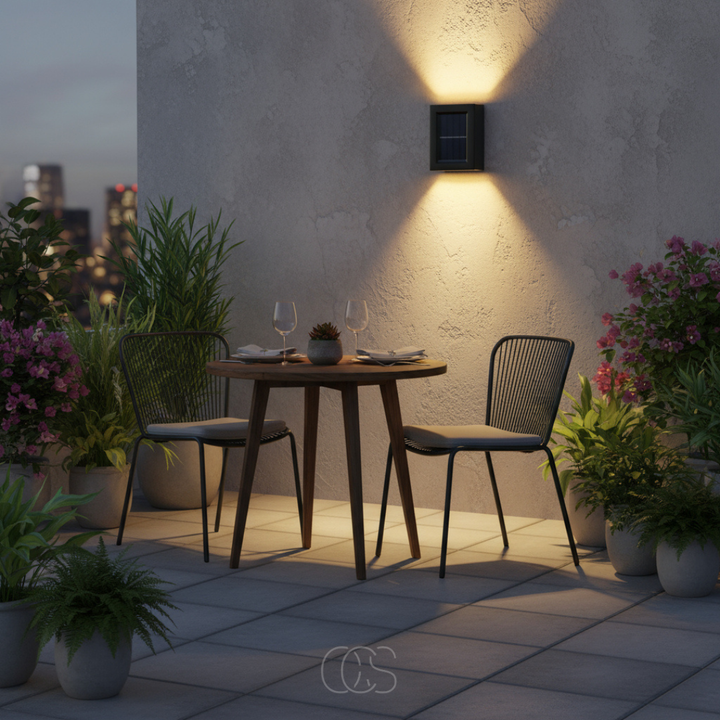 Draadloze zonne-energie-wandlamp voor buiten met sensor, IP65 waterdicht