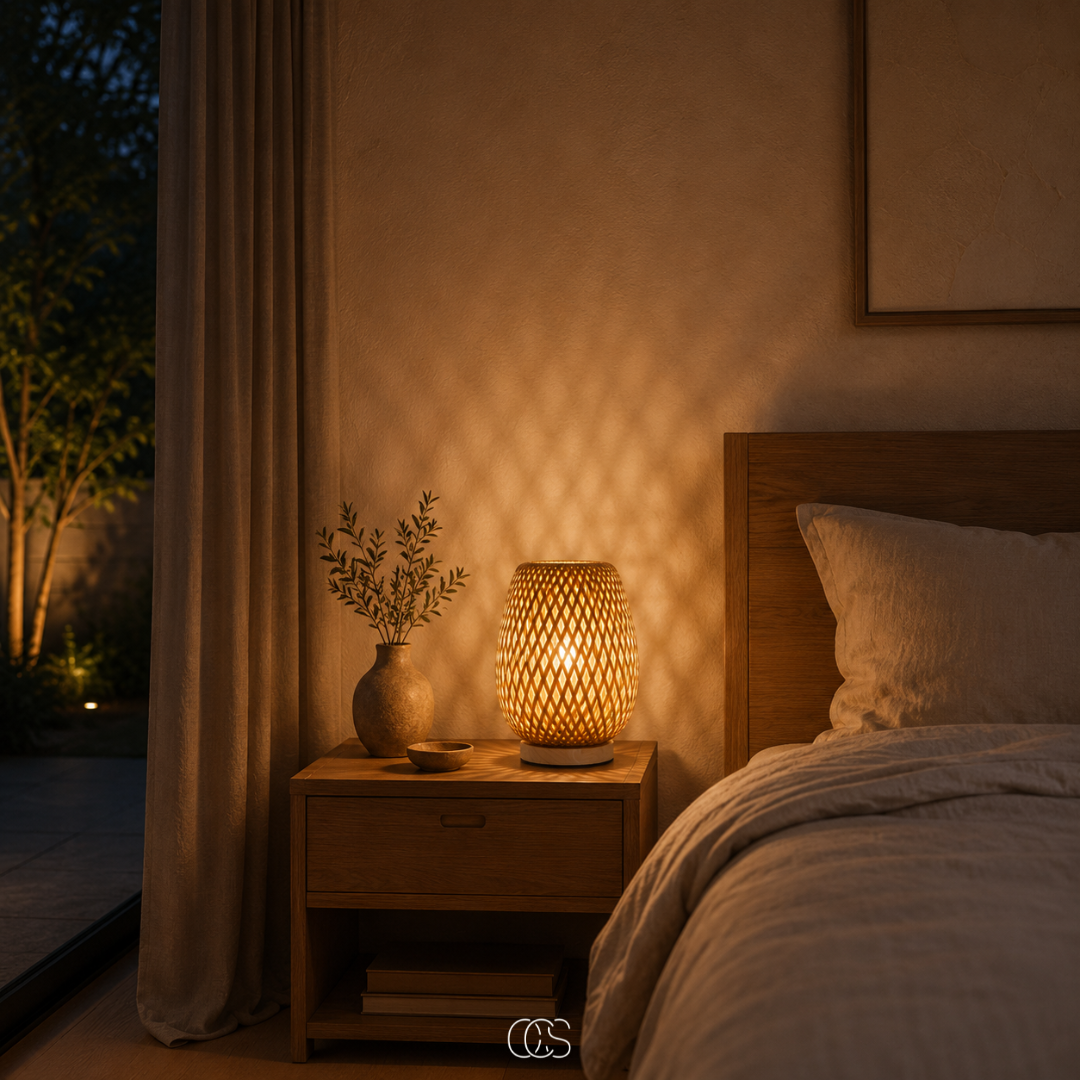 Draadloze bamboe tafellamp - Scandinavische dimbare LED met 3 lichtkleuren