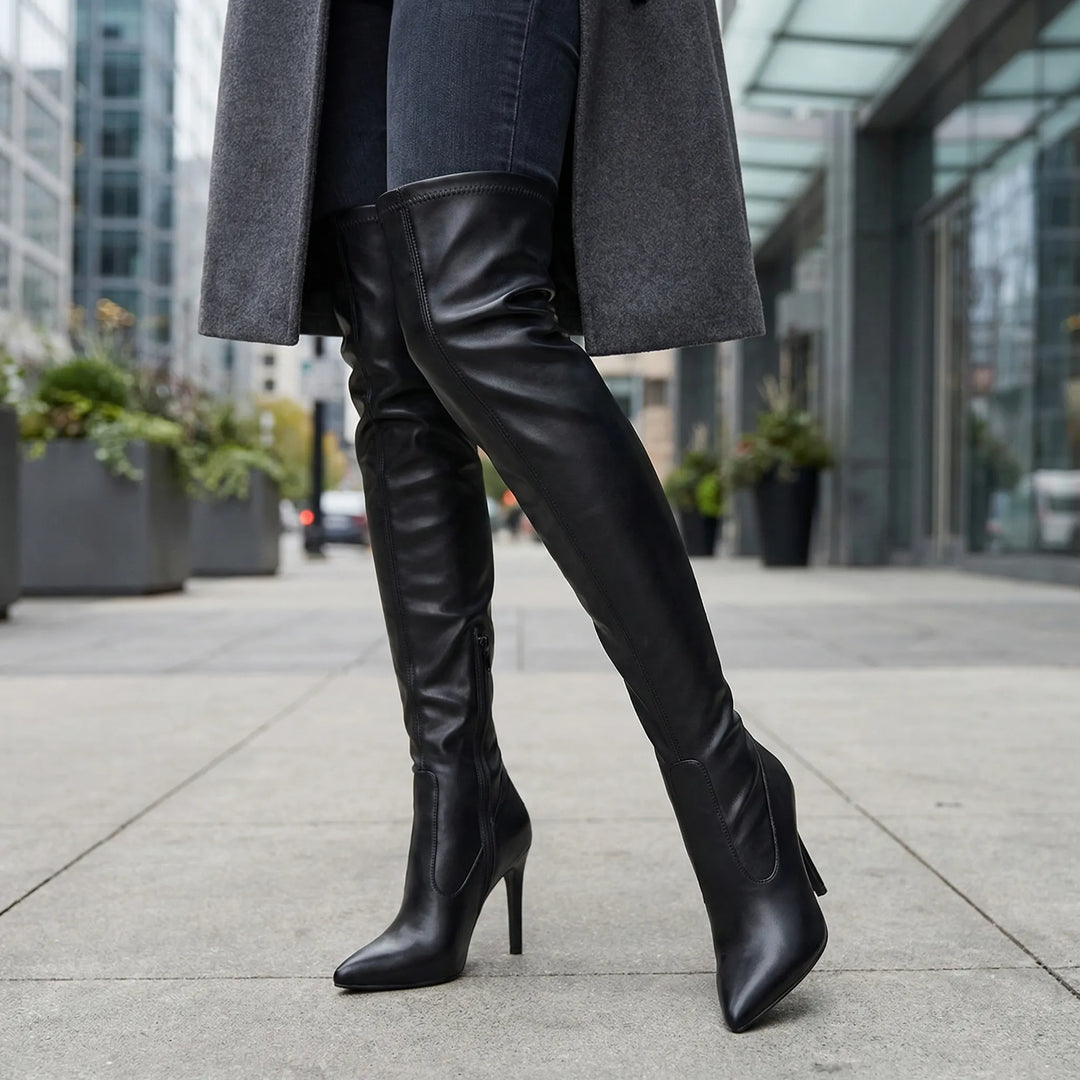 Overknee-laars met spitse neus - Sandra