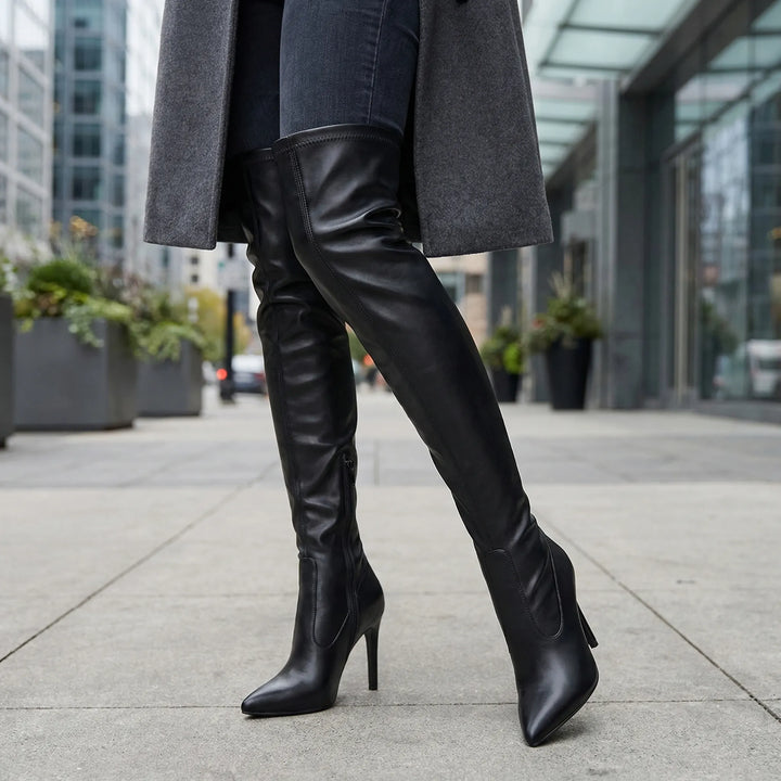 Overknee-laars met spitse neus - Sandra