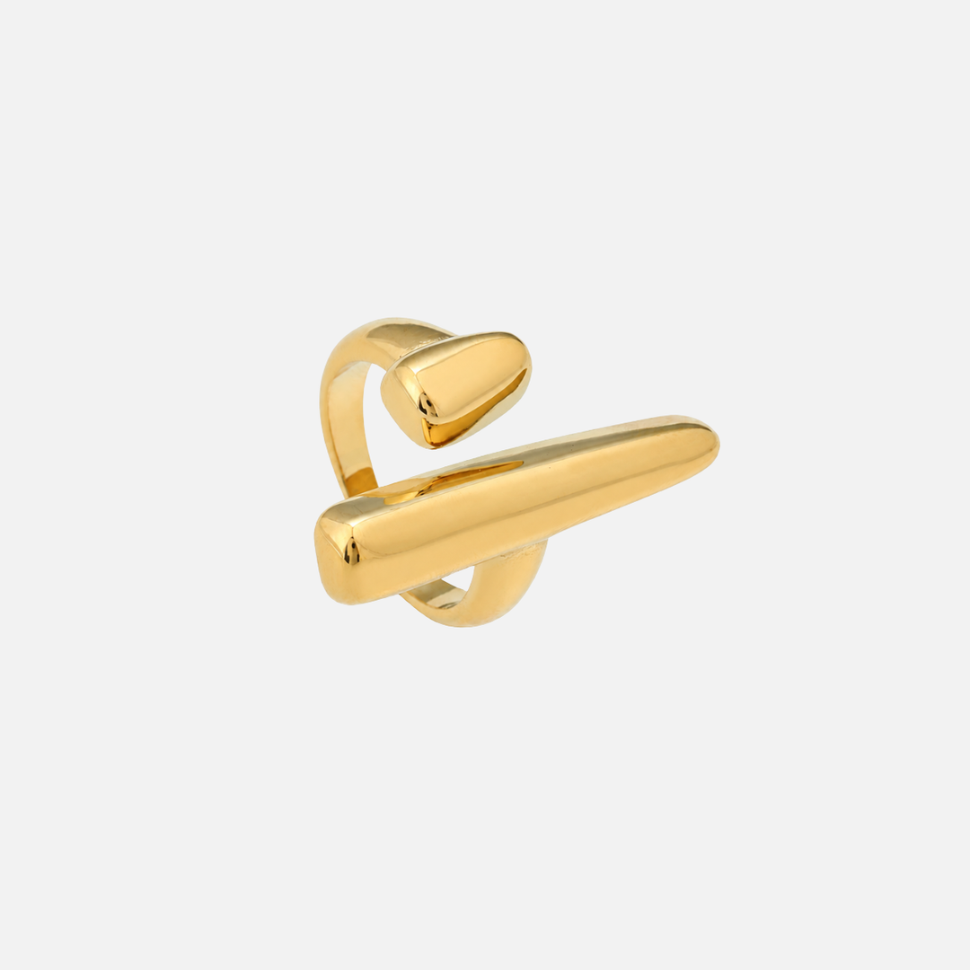 Axis – verstelbare sculpturale gouden ring
