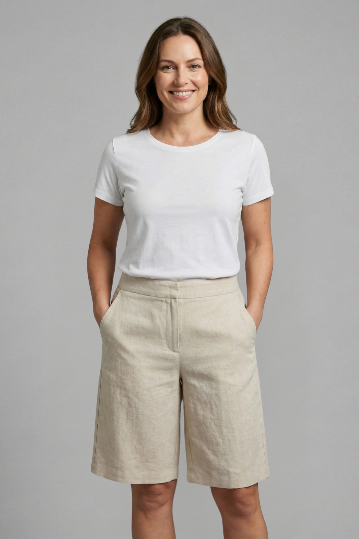 Dames high-waist zomershort met getailleerde pasvorm, losse pasvorm voor elke dag