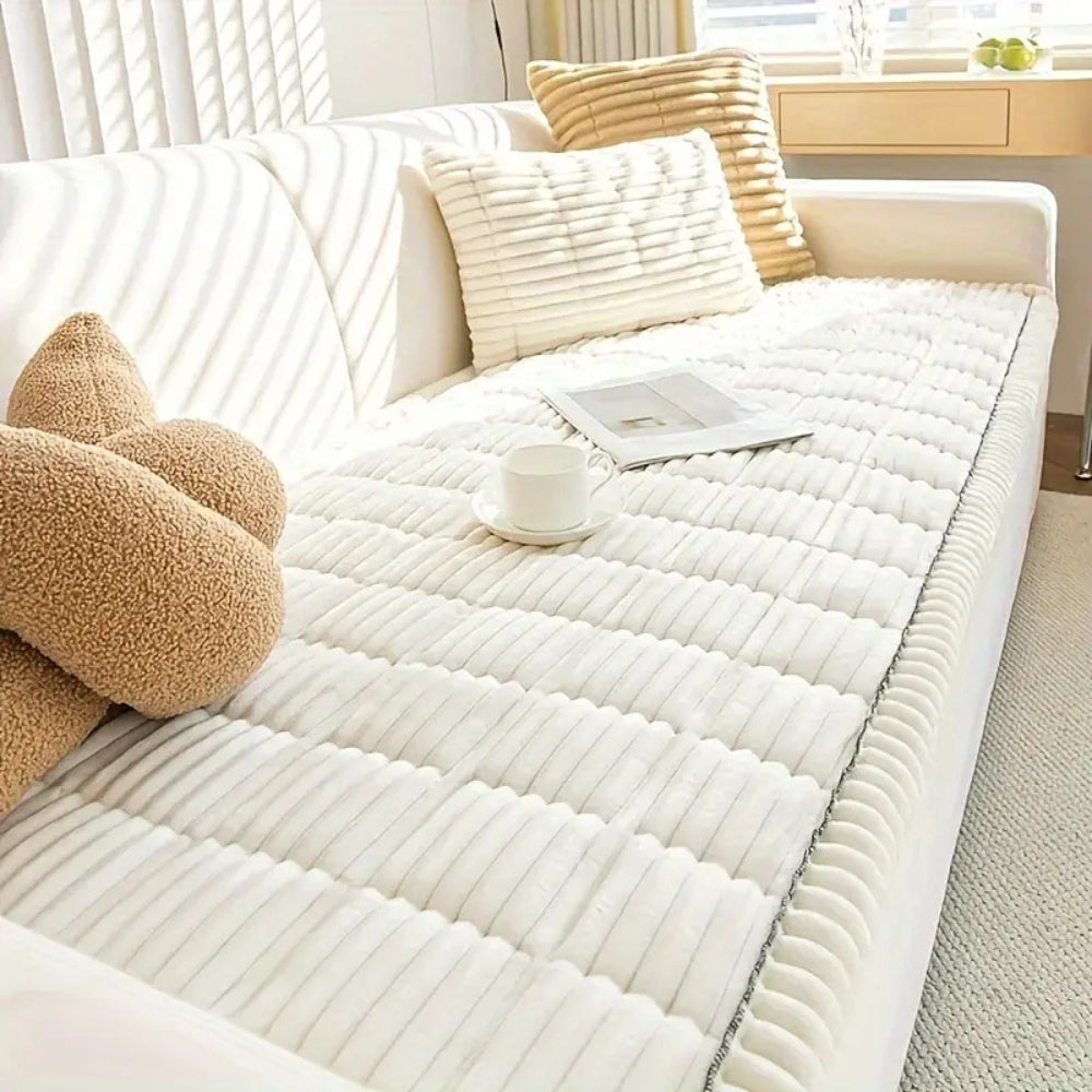 Pluche bankhoes met elegante geplooide randen