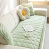 Pluche bankhoes met elegante geplooide randen