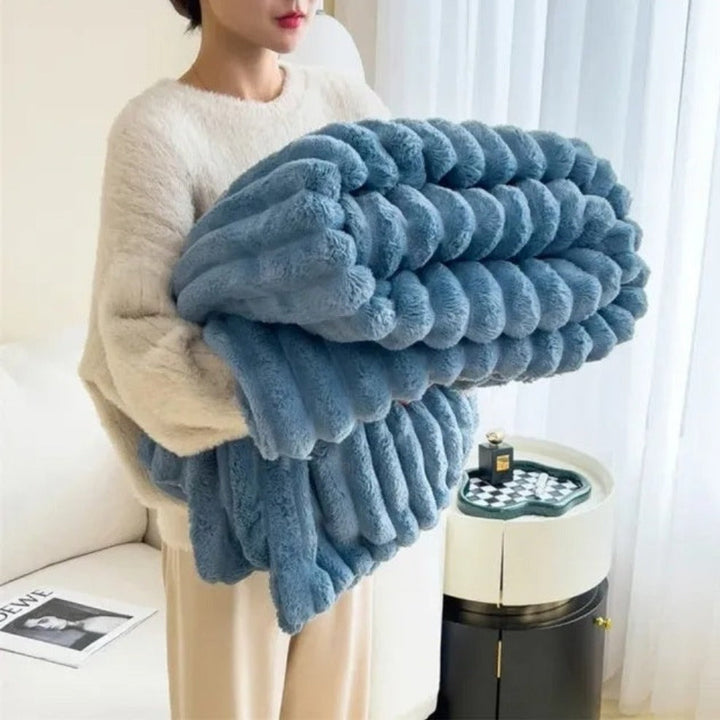 Luxe geribbelde plaid, zacht en comfortabel in huis voor alle vier de seizoenen