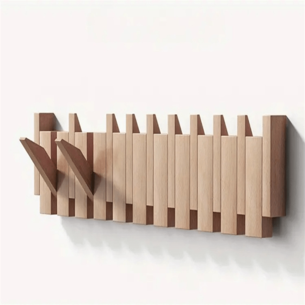 Pianostijl wandkapstok met opklapbare haken