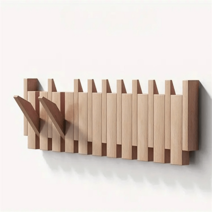 Pianostijl wandkapstok met opklapbare haken