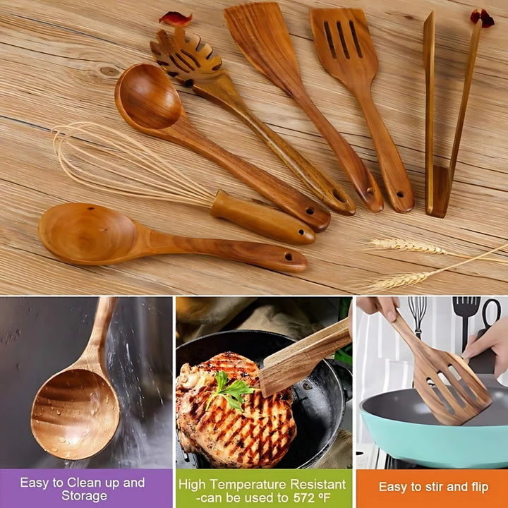 Handgemaakte houten keukengereiset voor dagelijks koken