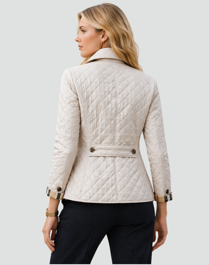 Gewatteerd jack met knoopsluiting en ruitjesstiksel