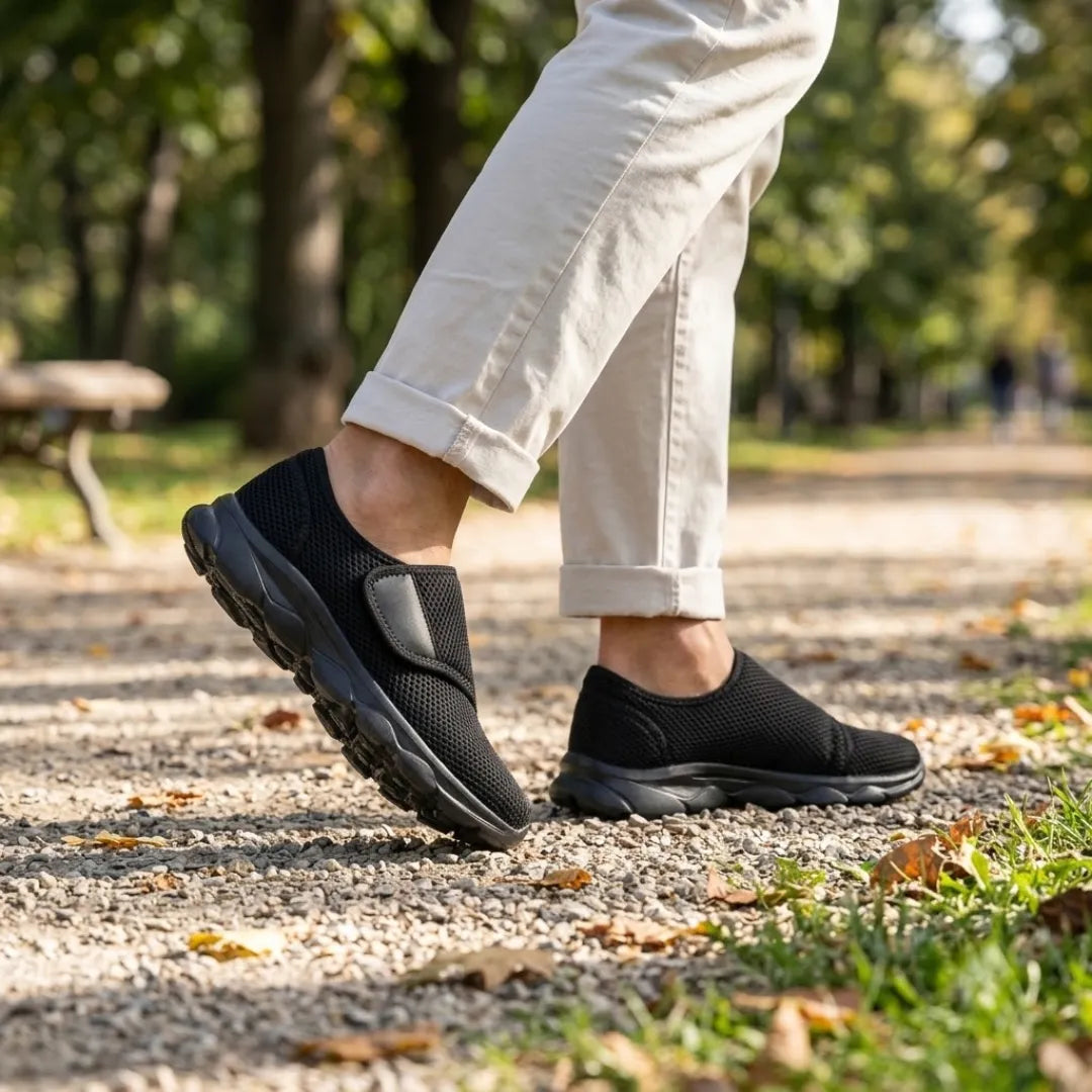 Comfortabele orthopedische wandelschoenen met klittenband voor brede of gezwollen voeten