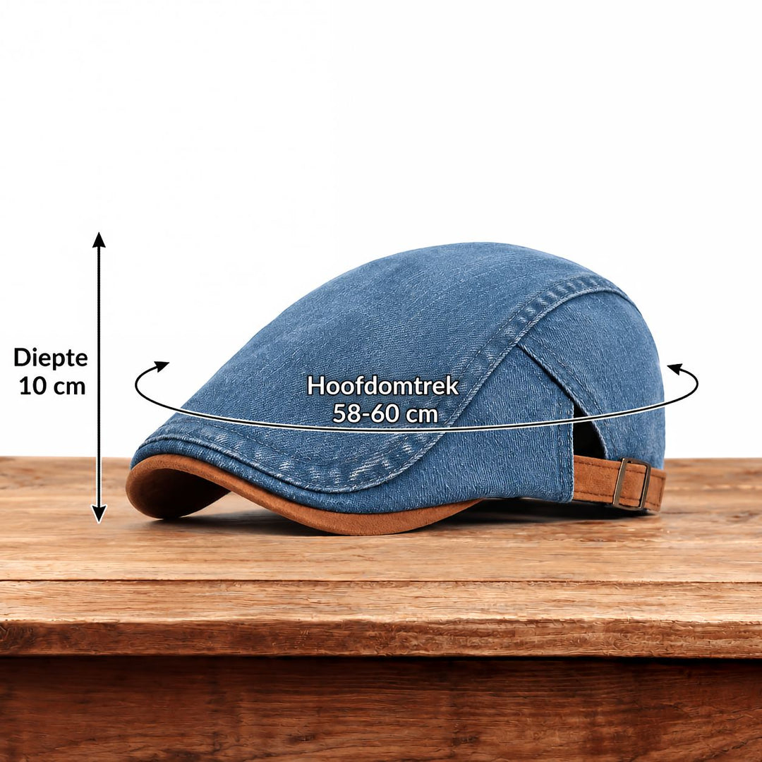 Herenpet in newsboystijl | Retro denim newsboy-pet