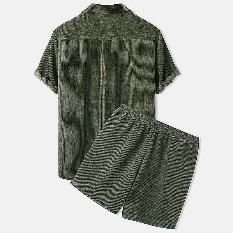 Geribde zomer kleding set Voor Heren - Korte broek met poloshirt