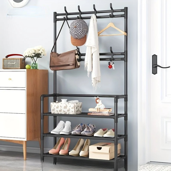 Kapstok met Schoenopbergplank Meellaags Stalen Frame – EntryMate