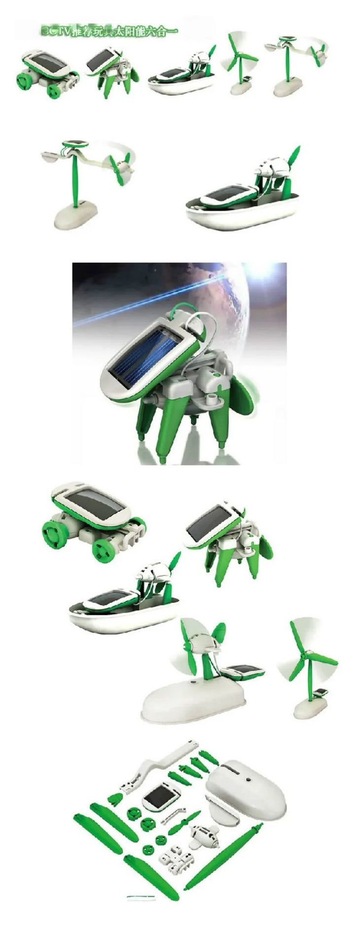 Zonne-energie Robotkit 6-in-1 – Bouw en Leer met Zeilboot, Windmolen, Auto en Meer