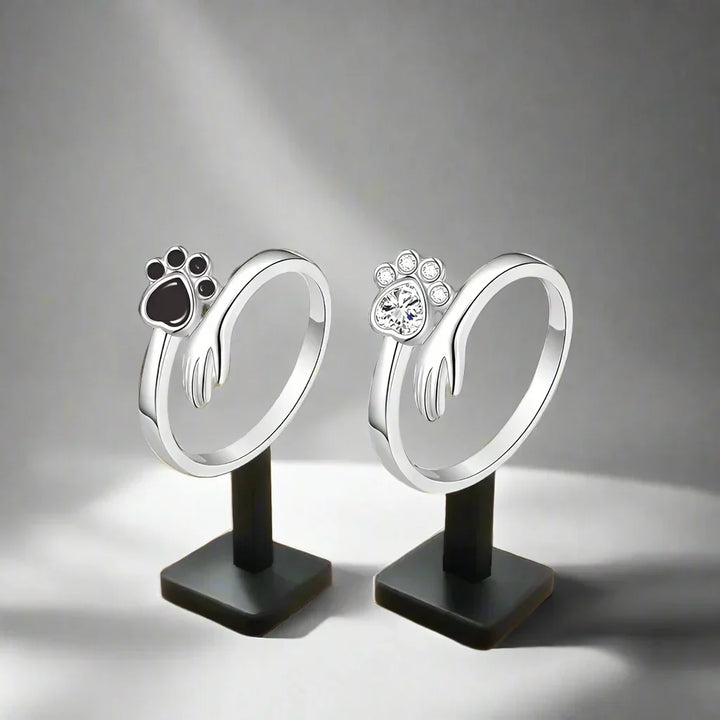 Sterling Zilveren Verstelbare Ring – Hand- en Pootafdrukontwerp