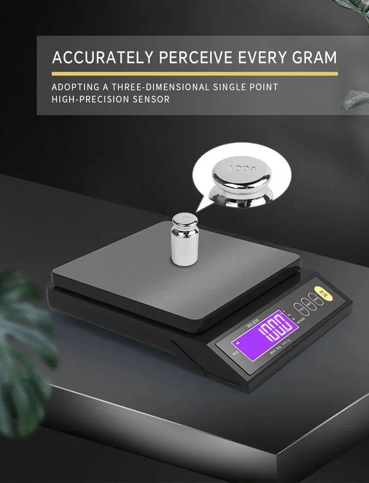 Elektronische Digitale Keukenweegschaal 5 kg/0,1 g en 10 kg/1 g, LCD-scherm, volledig waterdicht roestvrijstalen keukengereedschap