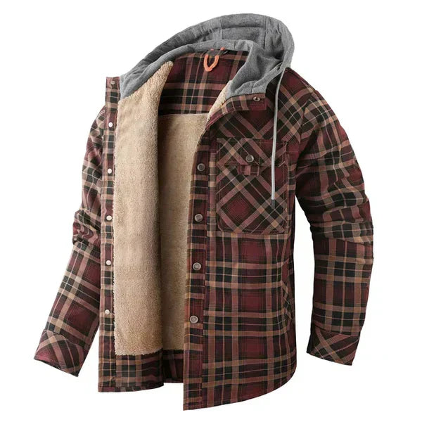 Ruben - Tijdloos stoer geruit overhemd vest blouse met capuchon heren