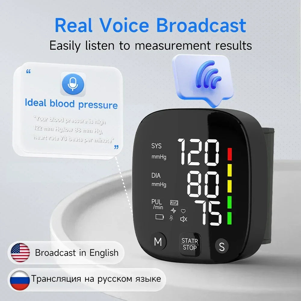 LED bloeddrukmeter voor de pols met spraakfunctie – HeartGuard