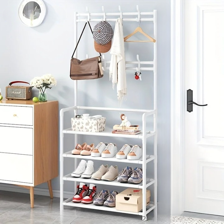 Kapstok met Schoenopbergplank Meellaags Stalen Frame – EntryMate