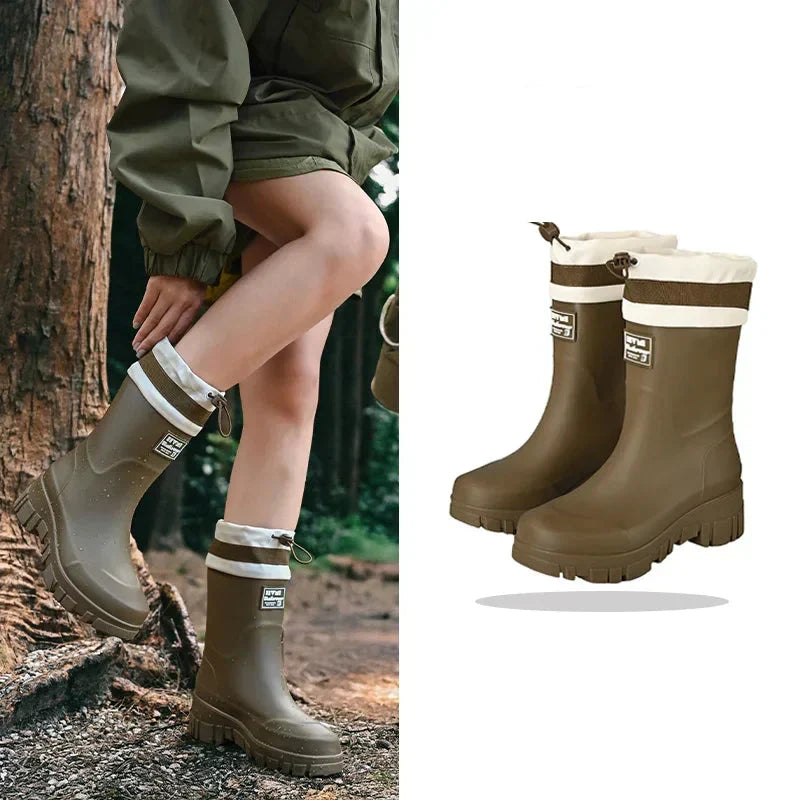 Dames regenlaarzen retrolook waterdicht met antislipzool – Arlena