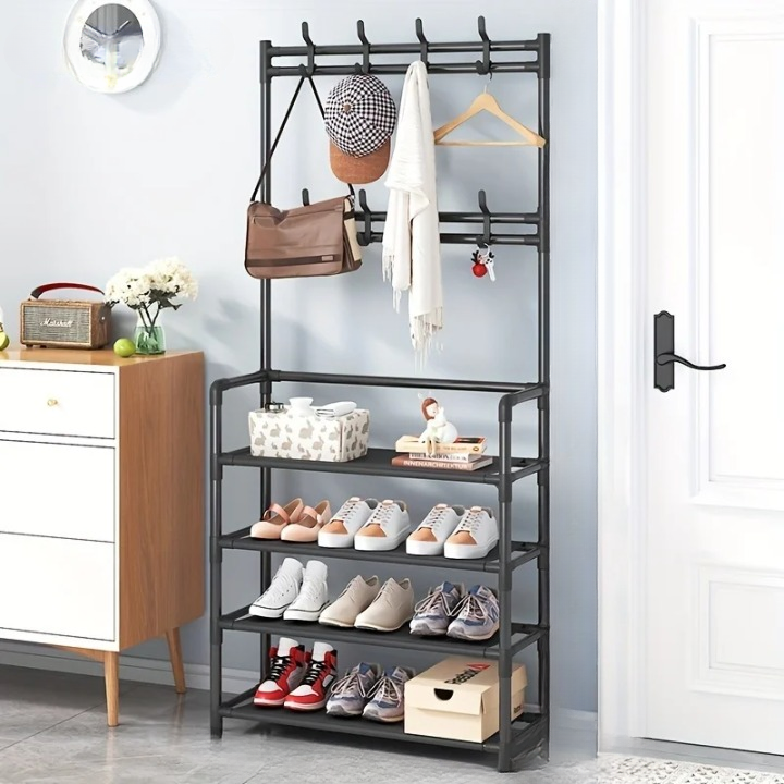 Kapstok met Schoenopbergplank Meellaags Stalen Frame – EntryMate
