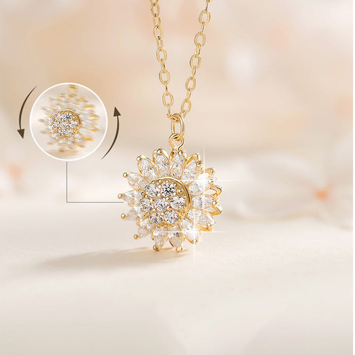 GoldenBloom Verstelbare Ketting | Draaiende Zonnebloemhanger voor Tijdloze Elegantie