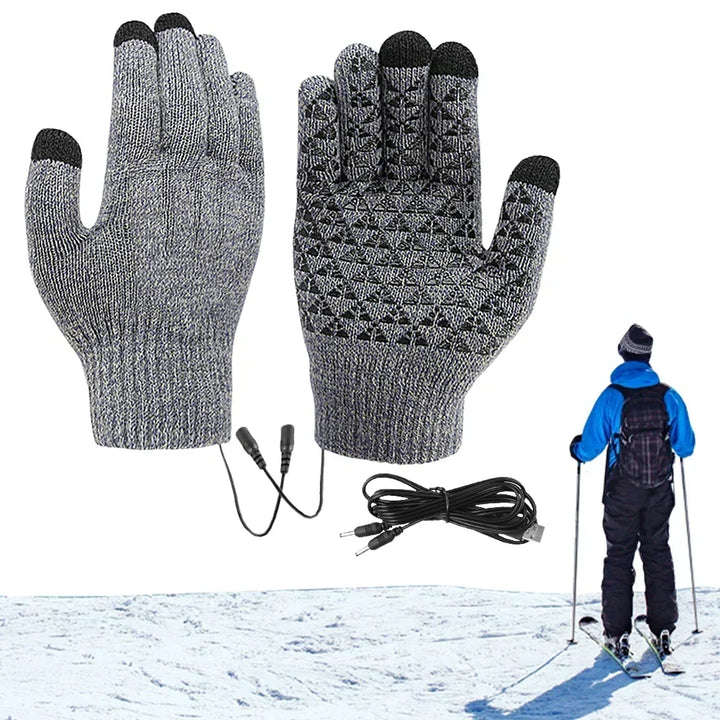 USB-verwarmde gebreide handschoenen met antislipgrip