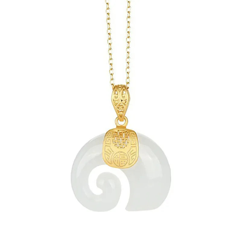 Hetian Jade Olifant Hanger Ketting – Goud Geplateerde Ketting voor Vrouwen