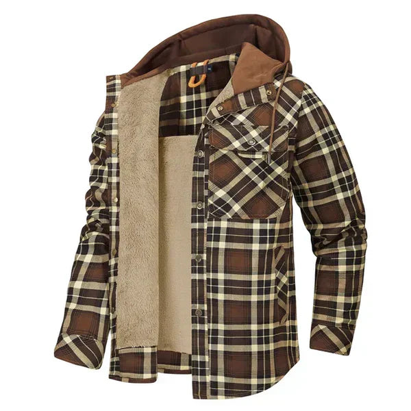 Ruben - Tijdloos stoer geruit overhemd vest blouse met capuchon heren
