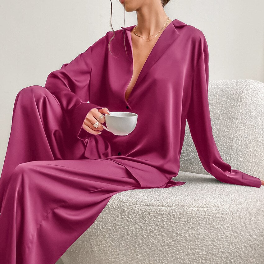 Dames Satijnen Pyjamaset – Isabella