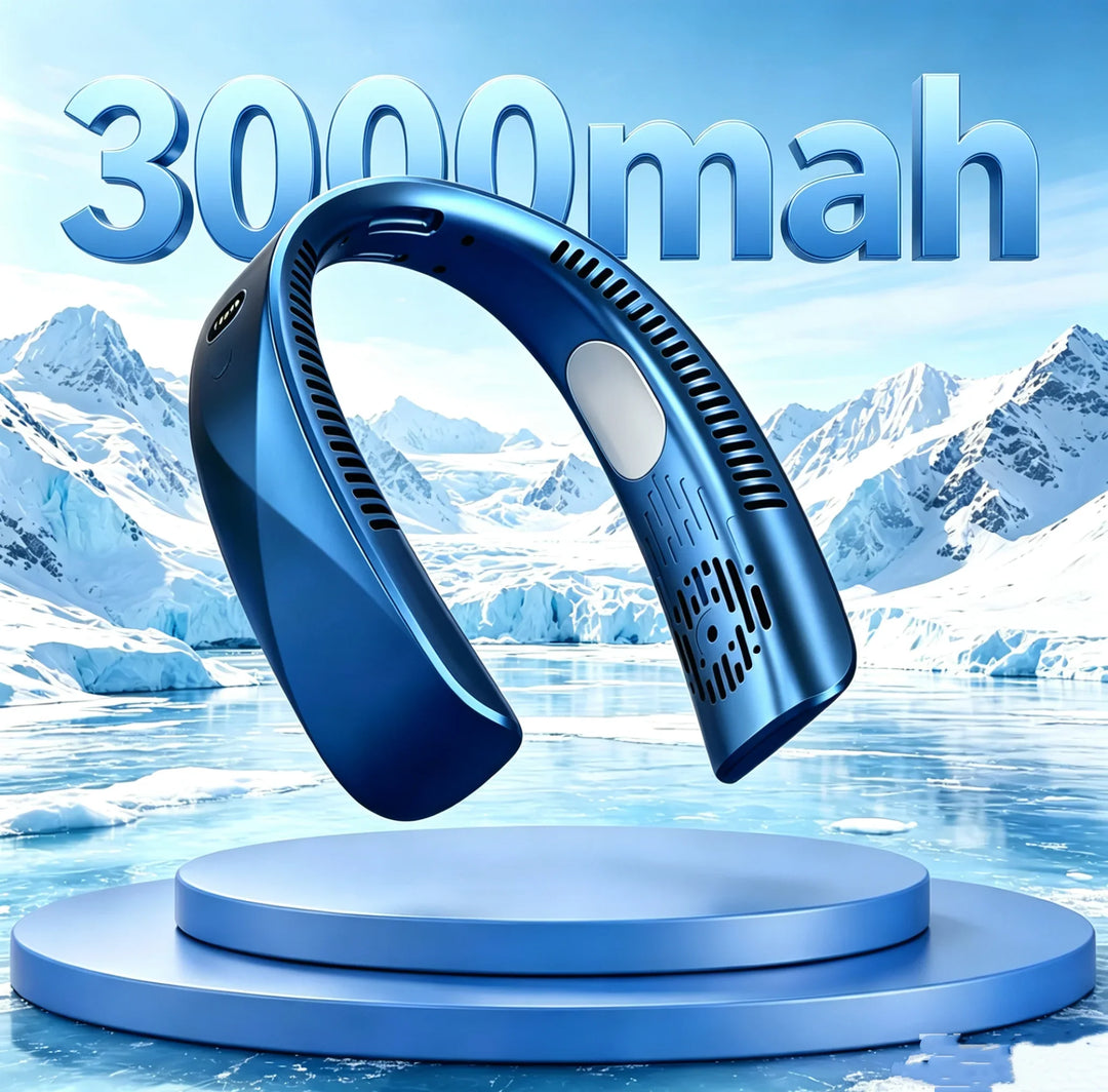 Draagbare oplaadbare nekventilator via USB met LED-display 8000mAh