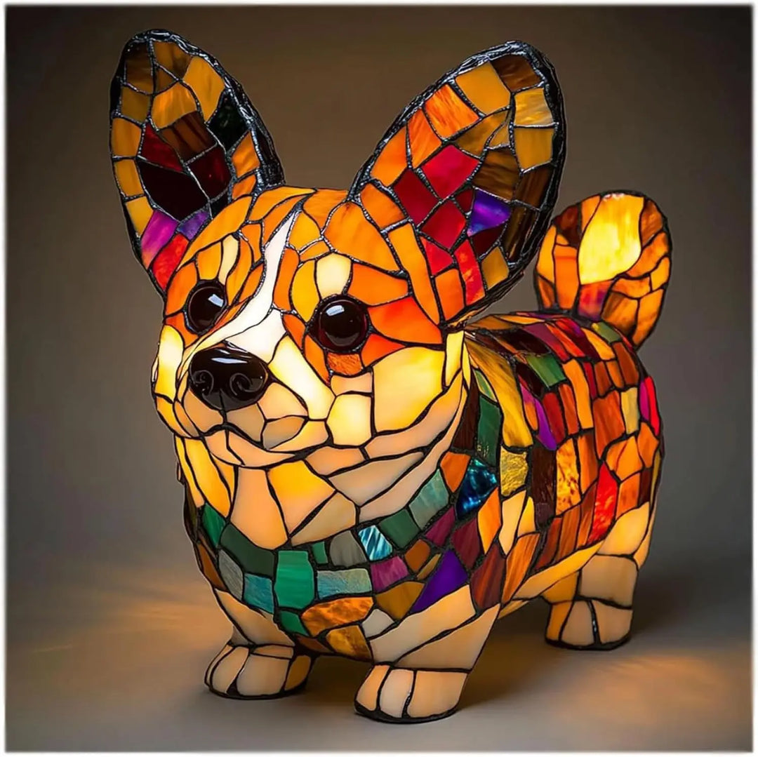 Hond decoratieve tafellamp kleurrijk fantasie sfeerlicht