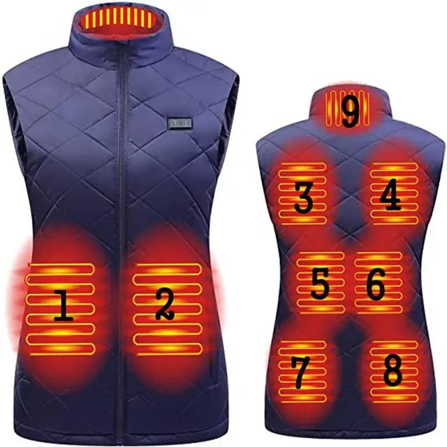 Verwarmde bodywarmer dames met USB en 3 warmtestanden