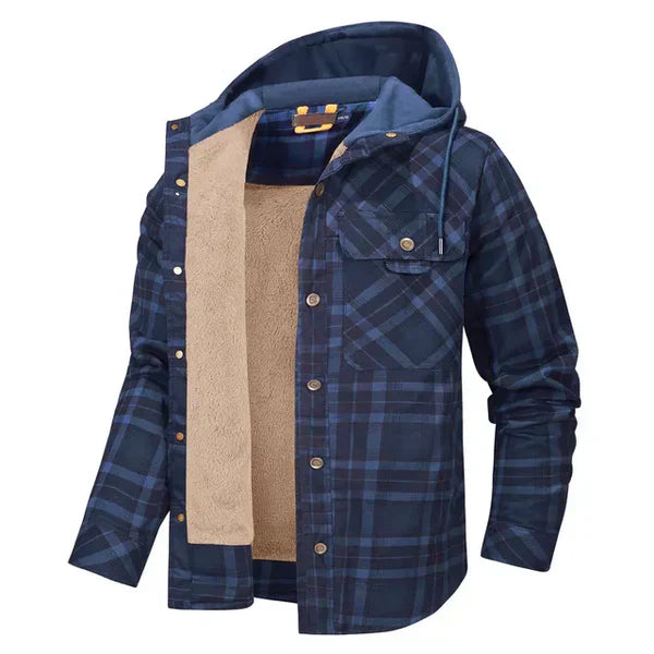 Ruben - Tijdloos stoer geruit overhemd vest blouse met capuchon heren