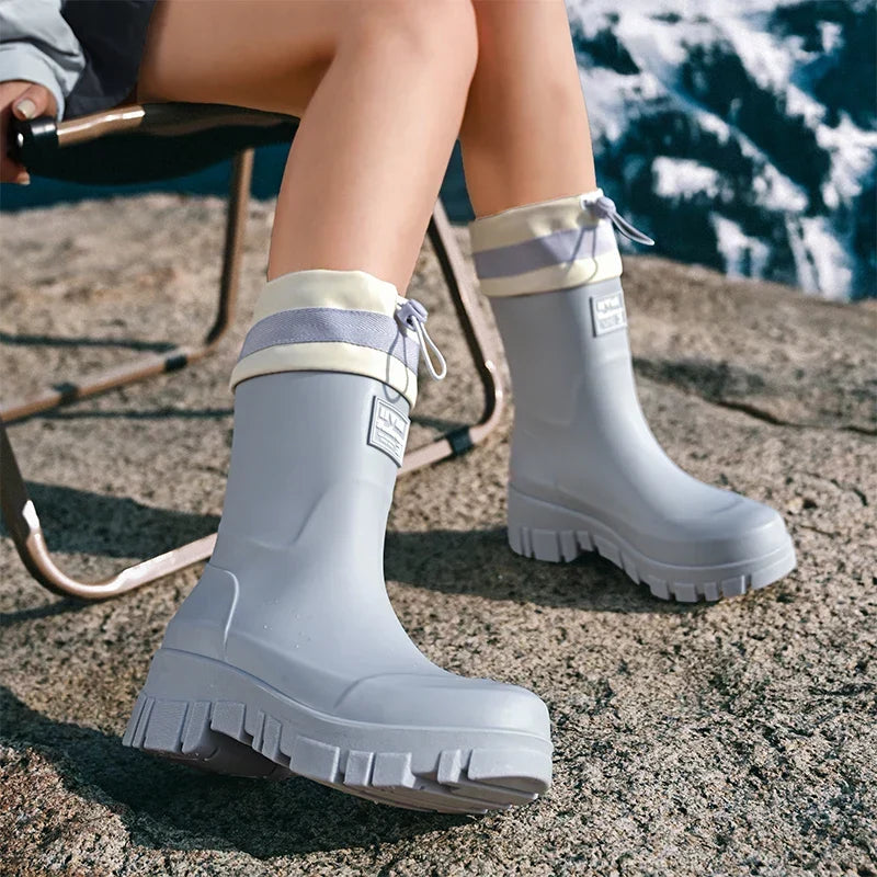 Dames regenlaarzen retrolook waterdicht met antislipzool – Arlena