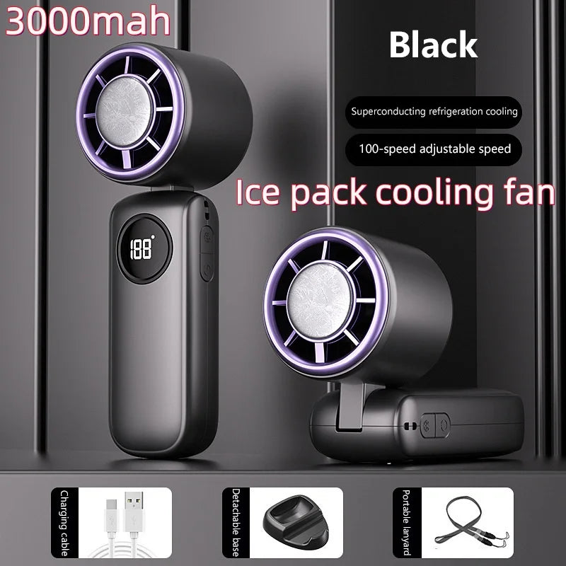 Draagbare oplaadbare nekventilator via USB met LED-display 8000mAh
