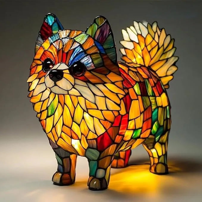 Hond decoratieve tafellamp kleurrijk fantasie sfeerlicht