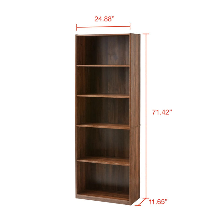 Njord - Boekenkast met 5 planken, woonkamerplanken van hout