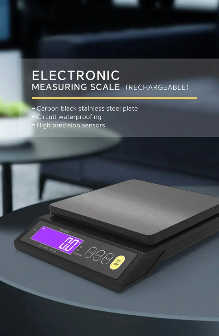 Elektronische Digitale Keukenweegschaal 5 kg/0,1 g en 10 kg/1 g, LCD-scherm, volledig waterdicht roestvrijstalen keukengereedschap