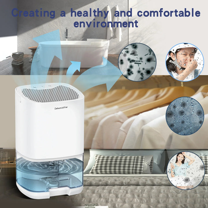 1000 ml Draagbare 2-in-1 Luchtontvochtiger met Luchtfilter & Nachtlampje – Aveline