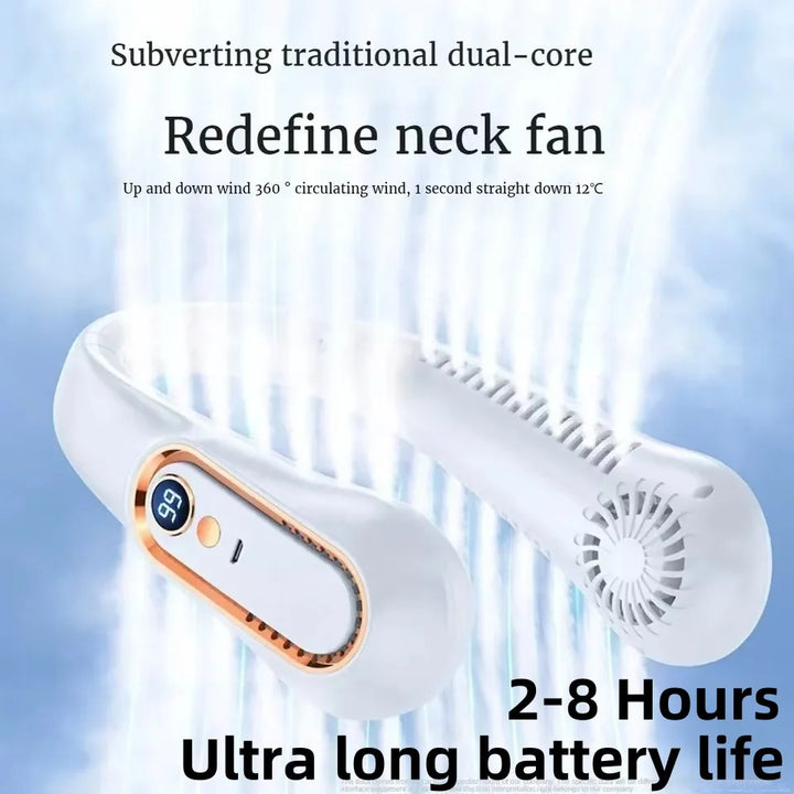 Draagbare oplaadbare nekventilator via USB met LED-display 8000mAh