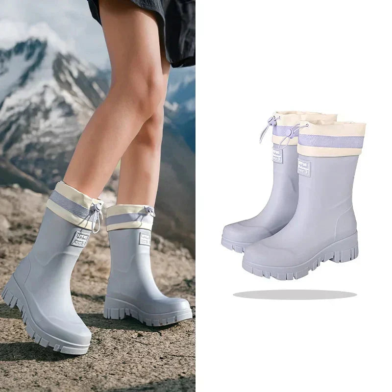 Dames regenlaarzen retrolook waterdicht met antislipzool – Arlena