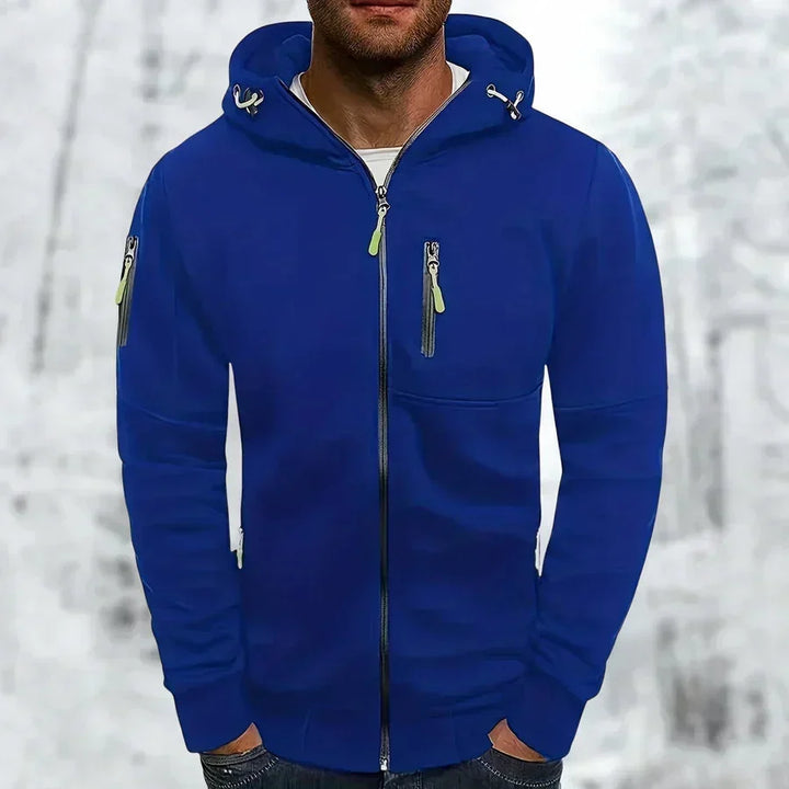 Herenhoodie met rits en capuchon – jacquardpolyester, losse pasvorm