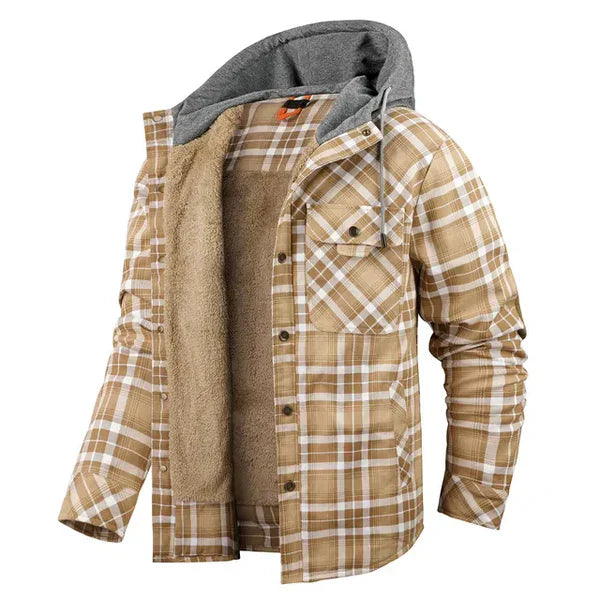 Ruben - Tijdloos stoer geruit overhemd vest blouse met capuchon heren