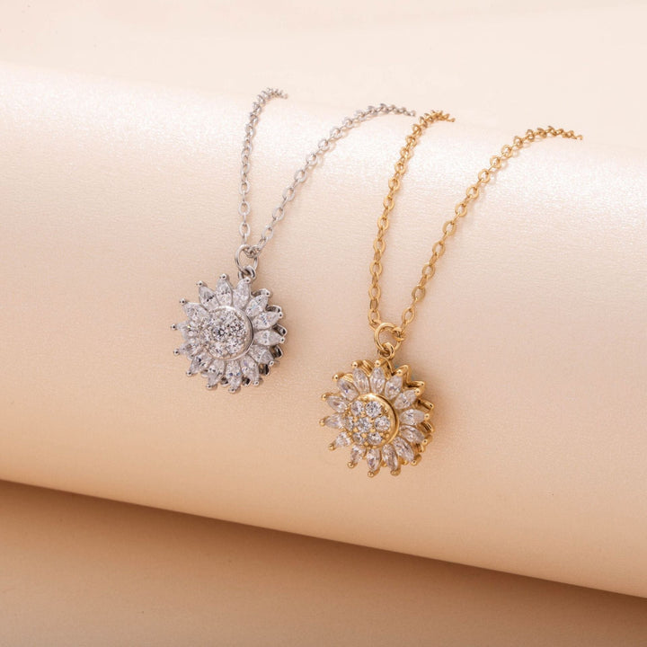 GoldenBloom Verstelbare Ketting | Draaiende Zonnebloemhanger voor Tijdloze Elegantie