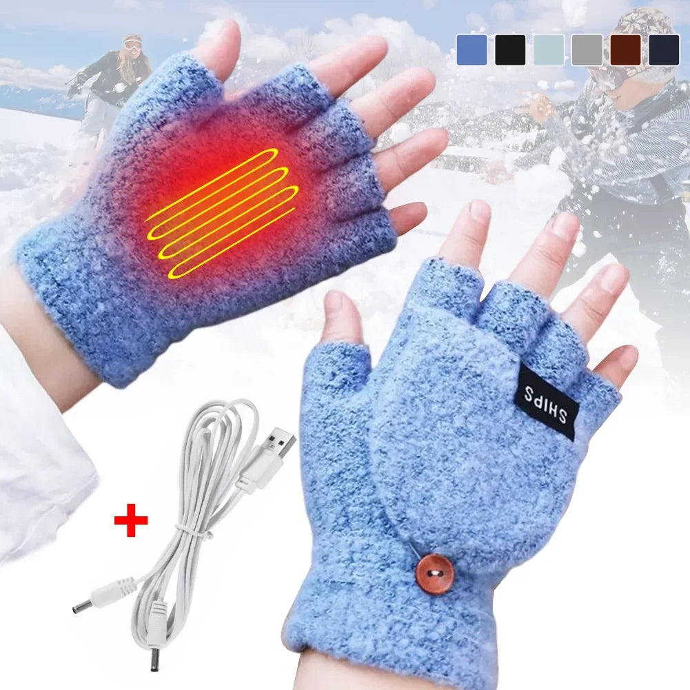 Gebreide verwarmde handschoenen, USB-oplaadbaar