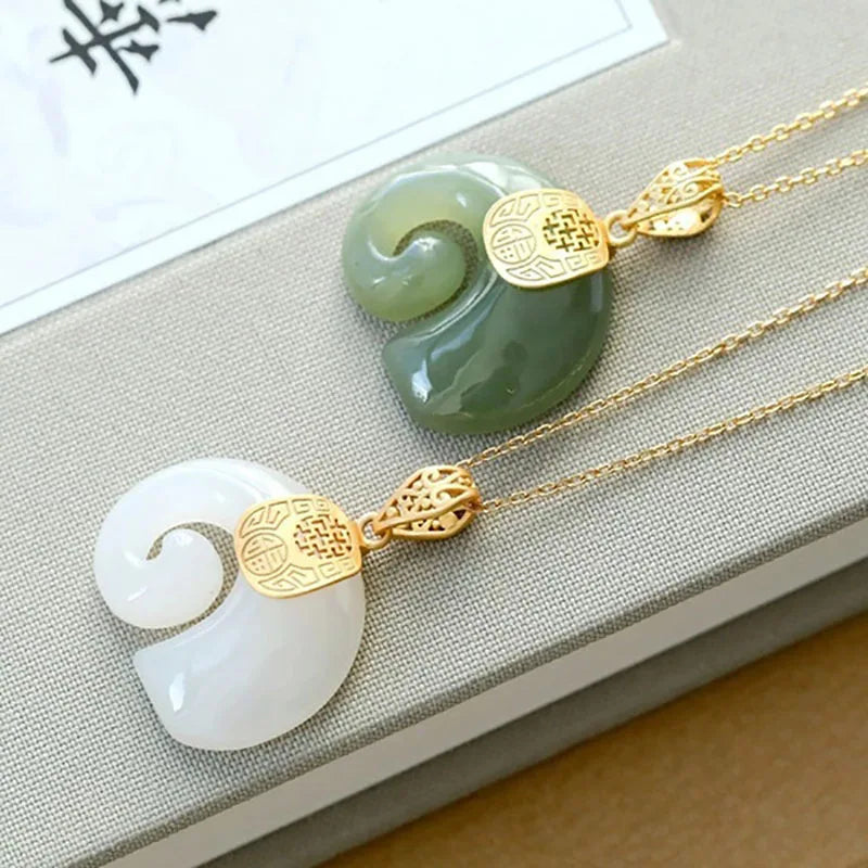 Hetian Jade Olifant Hanger Ketting – Goud Geplateerde Ketting voor Vrouwen